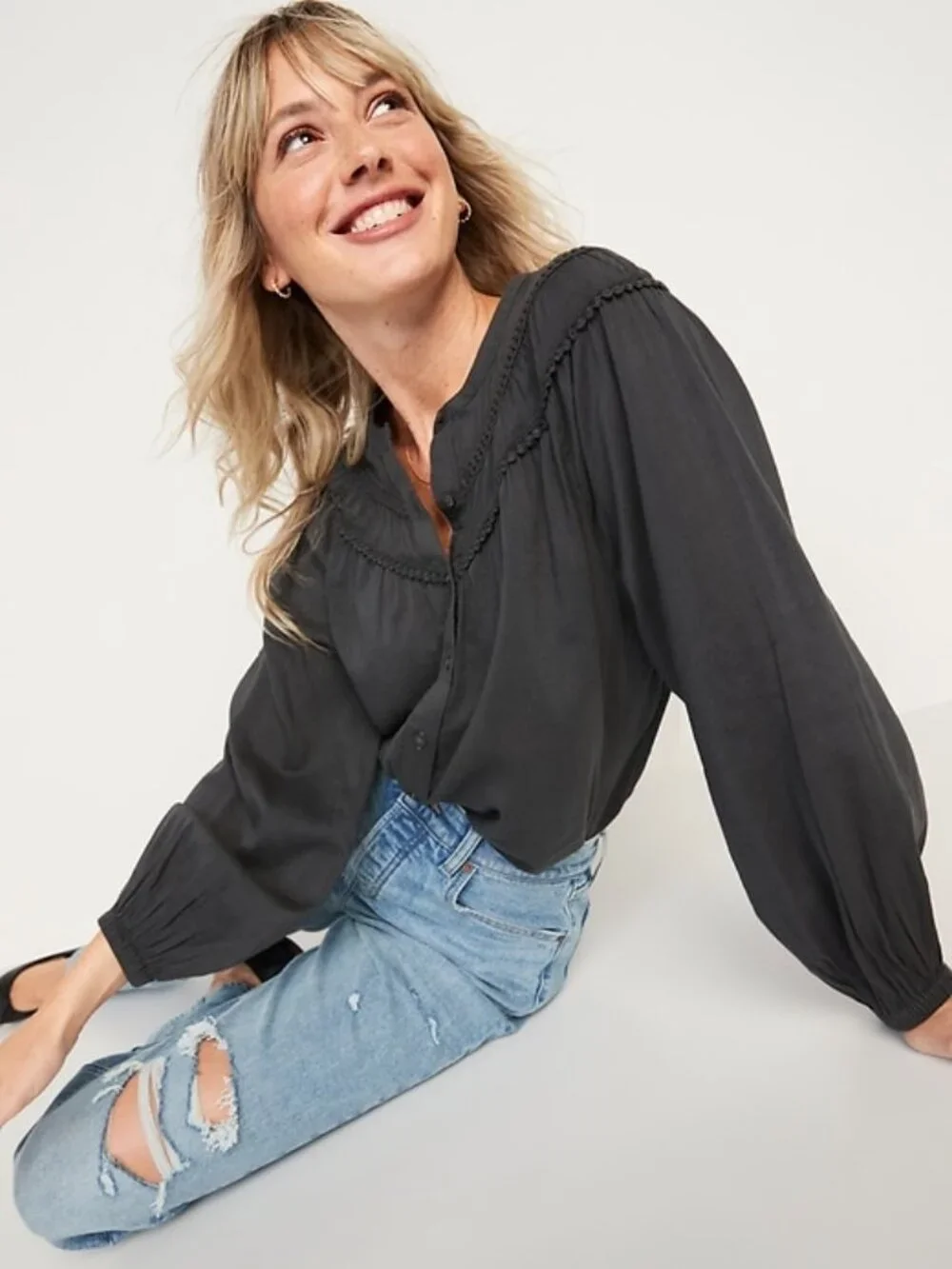 NWT Old Navy // Black Blouse (Size S) - Picture 3 of 3